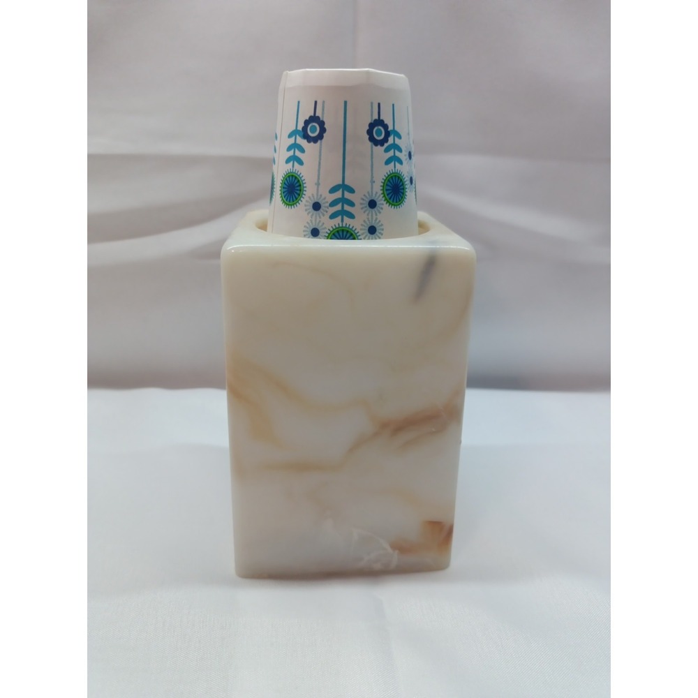 Vintage Dixie Cup Dispenser Countertop Spring Pop-Up Marble Plastic 3 oz Cups